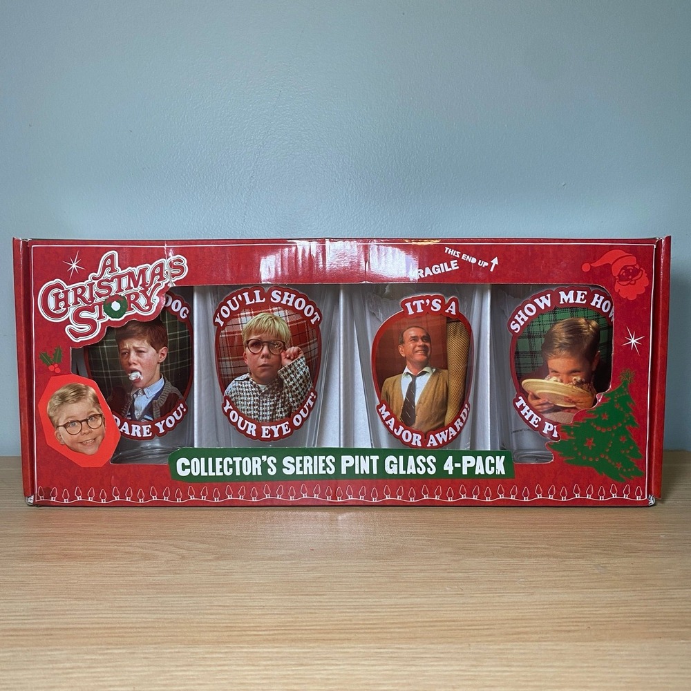 A Christmas Story - Set of 4 Collector's Series Pint‎ Glasses New In Box Holiday